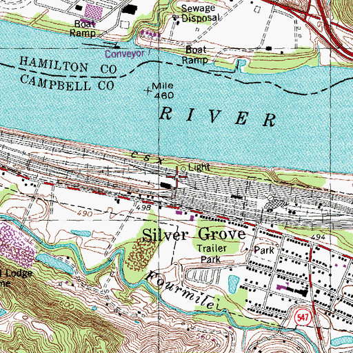 Topographic Map of City of Silver Grove, KY
