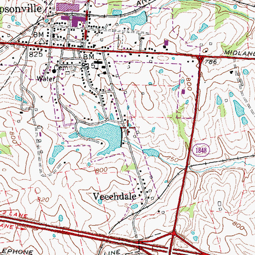Topographic Map of City of Simpsonville, KY