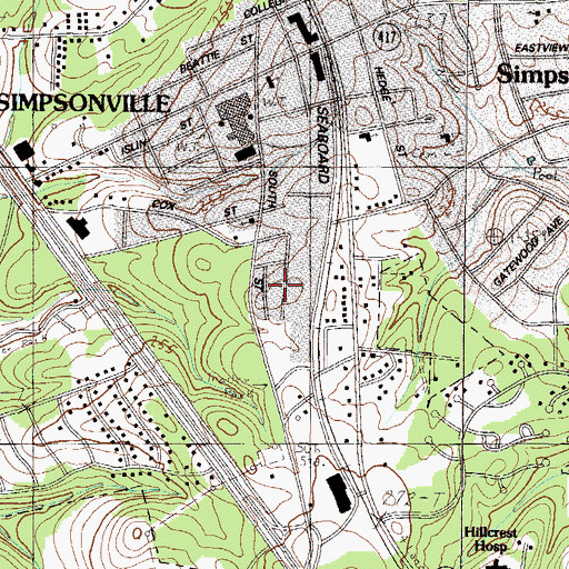 Topographic Map of City of Simpsonville, SC