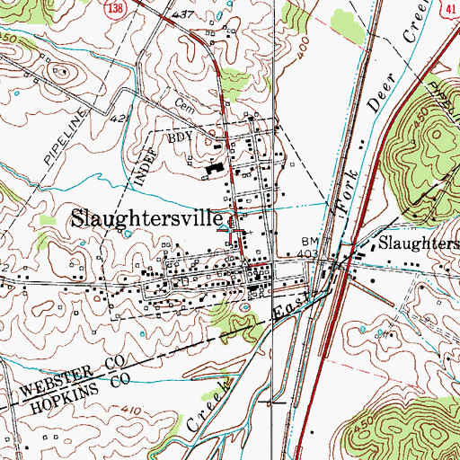 Topographic Map of City of Slaughters, KY