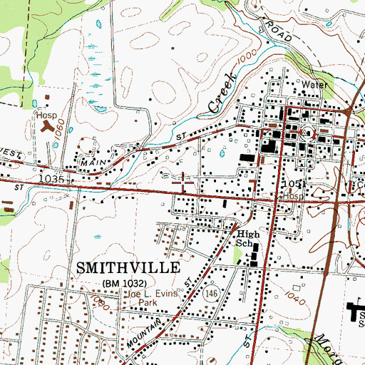 Topographic Map of City of Smithville, TN