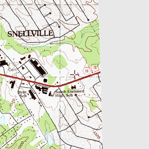 Topographic Map of City of Snellville, GA