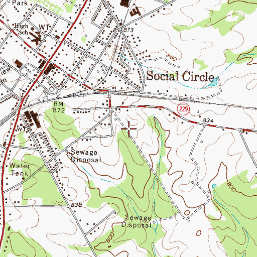 Topographic Map of City of Social Circle, GA