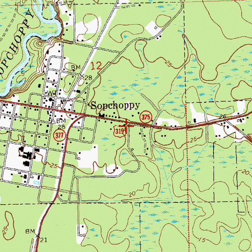 Topographic Map of City of Sopchoppy, FL