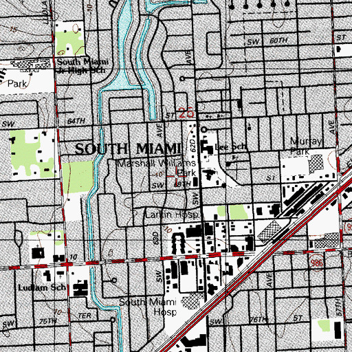 Topographic Map of City of South Miami, FL