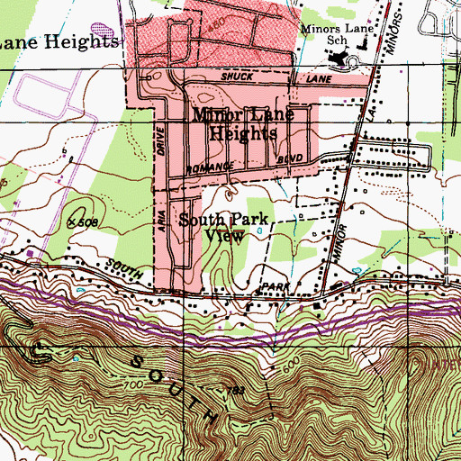 Topographic Map of City of South Park View, KY