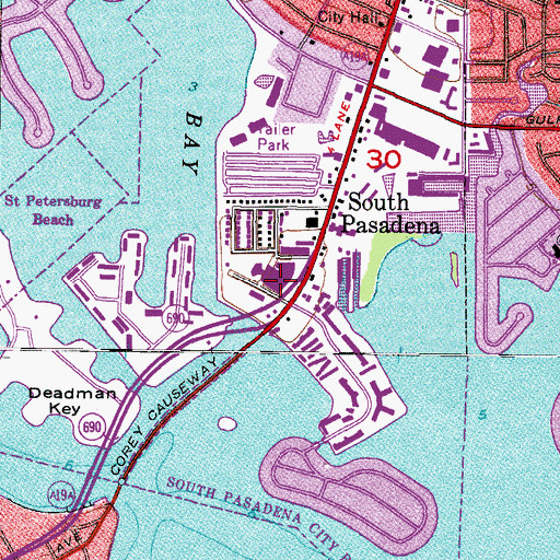 Topographic Map of City of South Pasadena, FL