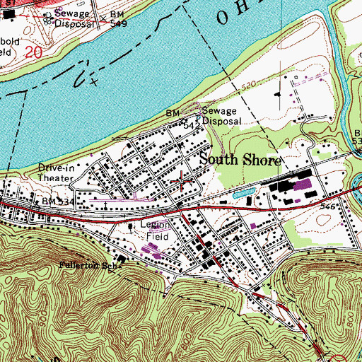 Topographic Map of City of South Shore, KY