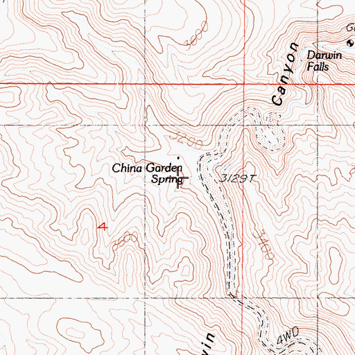 Topographic Map of China Garden Spring, CA
