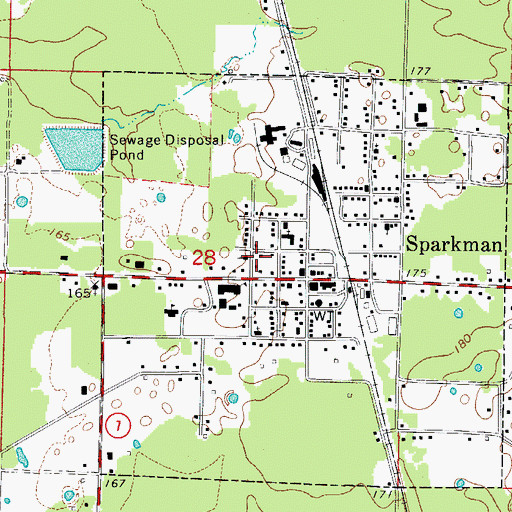 Topographic Map of City of Sparkman, AR