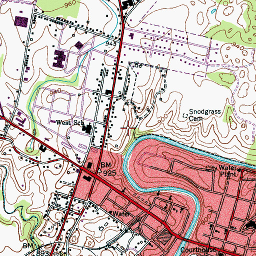 Topographic Map of City of Sparta, TN