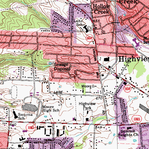 Topographic Map of City of Spring Mill, KY
