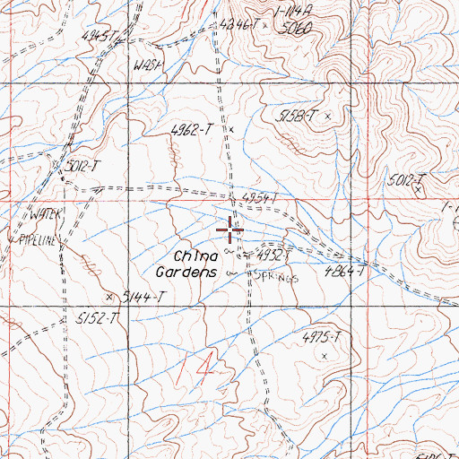 Topographic Map of China Gardens Spring, CA