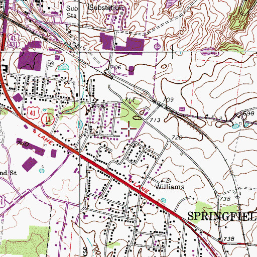 Topographic Map of City of Springfield, TN