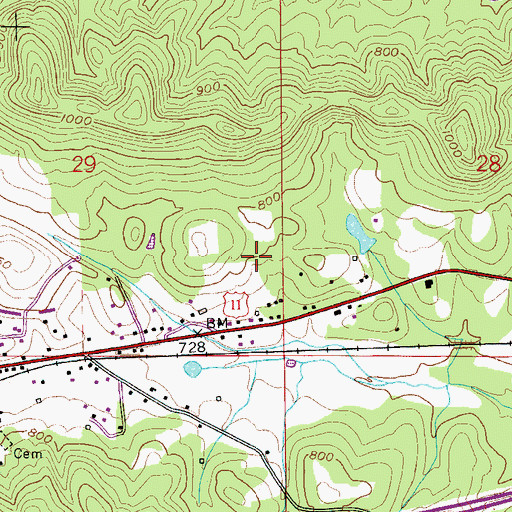Topographic Map of City of Springville, AL