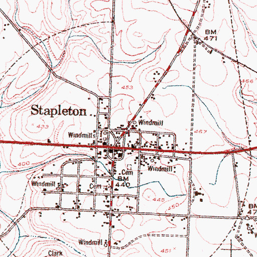 Topographic Map of City of Stapleton, GA