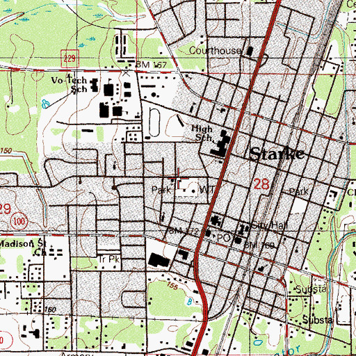 Topographic Map of City of Starke, FL