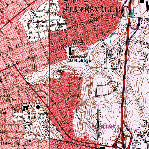 Topographic Map of City of Statesville, NC