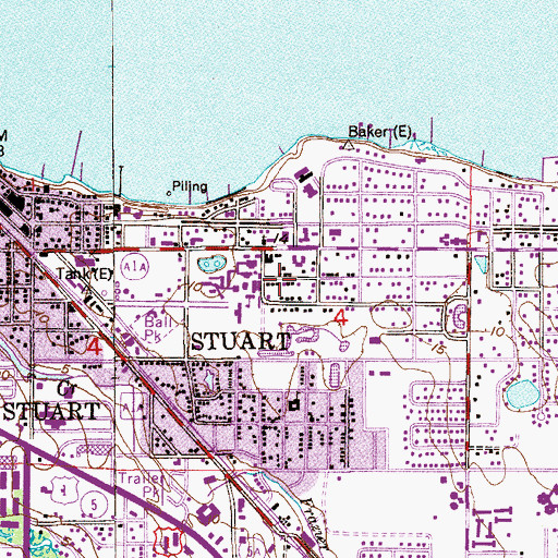 Topographic Map of City of Stuart, FL