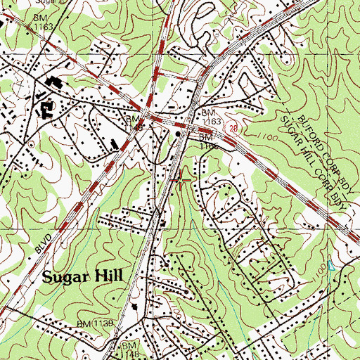 Topographic Map of City of Sugar Hill, GA