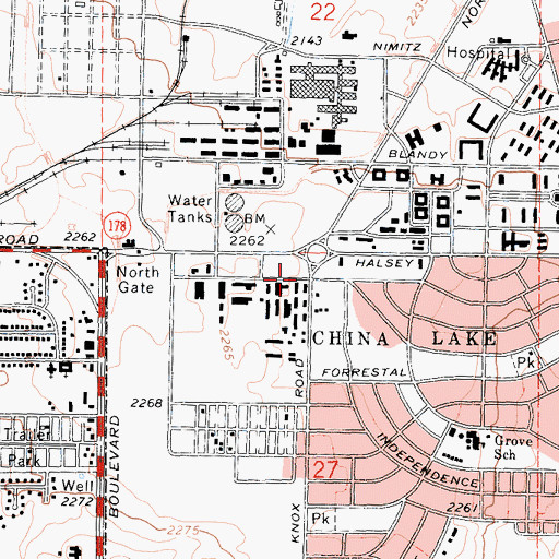 Topographic Map of China Lake, CA