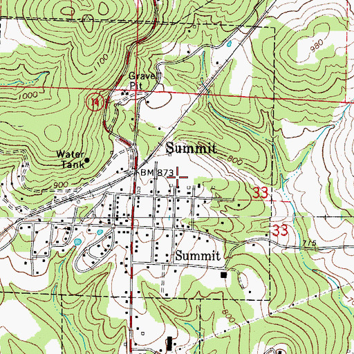 Topographic Map of City of Summit, AR