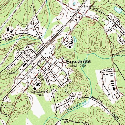 Topographic Map of City of Suwanee, GA