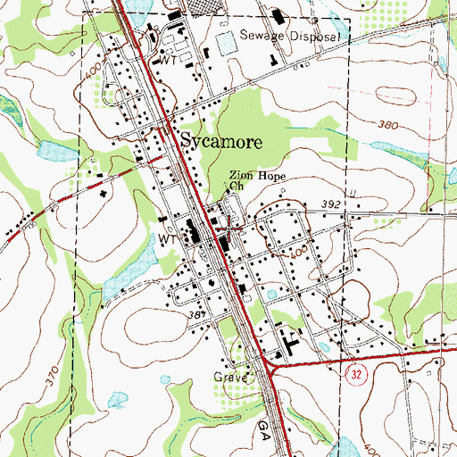 Topographic Map of City of Sycamore, GA