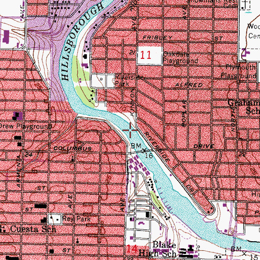 Topographic Map of City of Tampa, FL