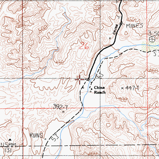 Topographic Map of China Ranch, CA