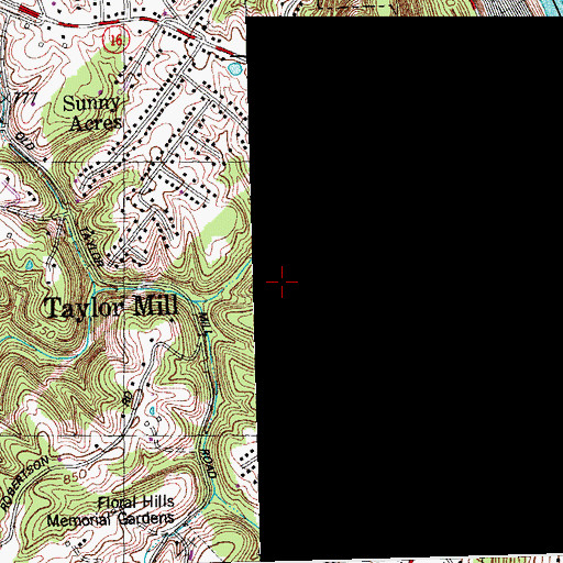 Topographic Map of City of Taylor Mill, KY