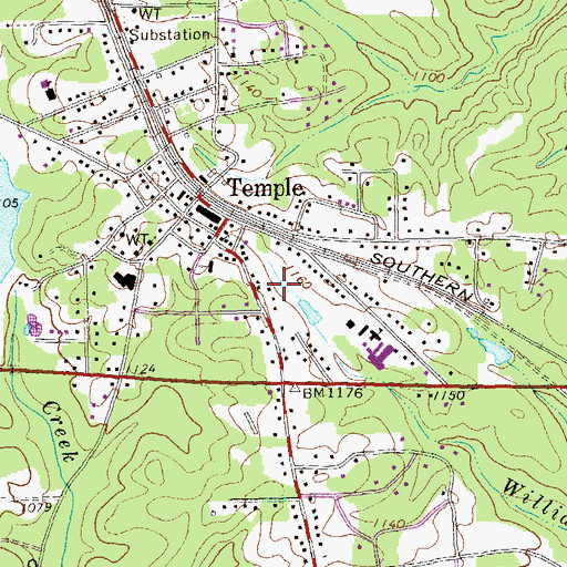 Topographic Map of City of Temple, GA