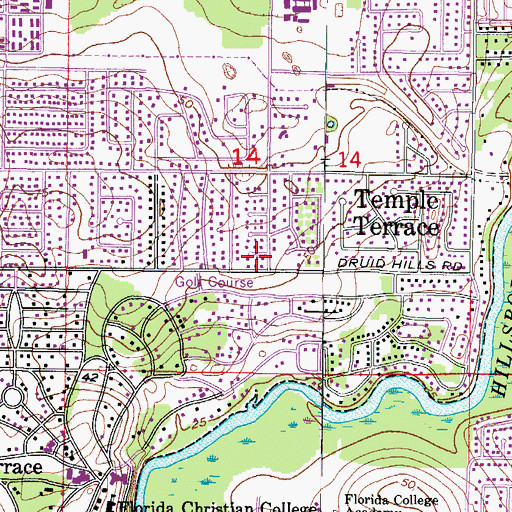 Topographic Map of City of Temple Terrace, FL