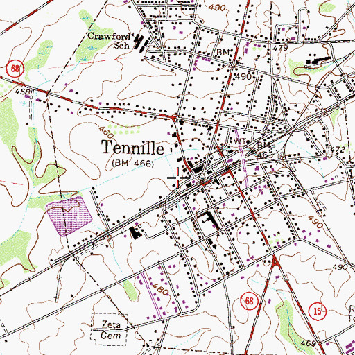 Topographic Map of City of Tennille, GA