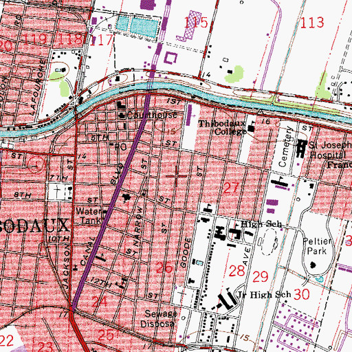 Topographic Map of City of Thibodaux, LA