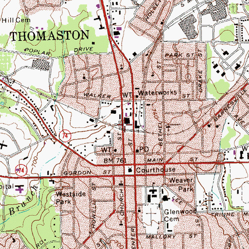 Topographic Map of City of Thomaston, GA