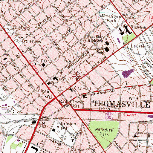 Topographic Map of City of Thomasville, GA