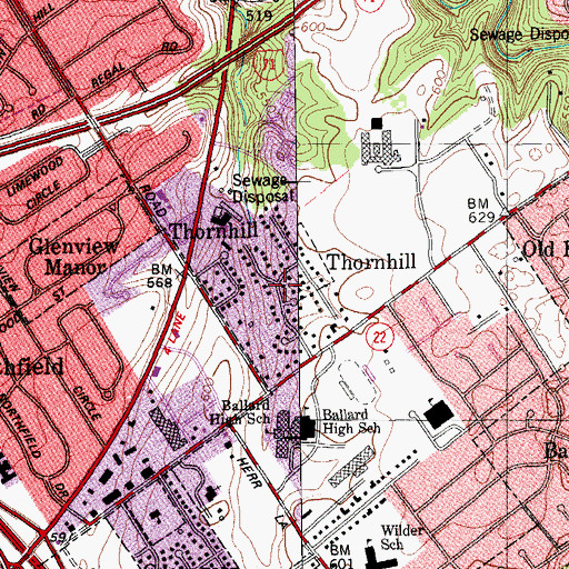 Topographic Map of City of Thornhill, KY