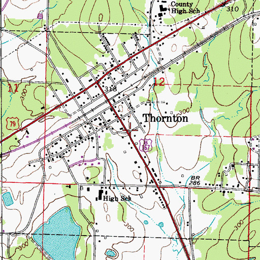 Topographic Map of City of Thornton, AR