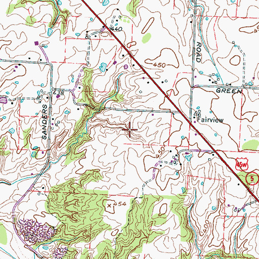 Topographic Map of City of Three Way, TN