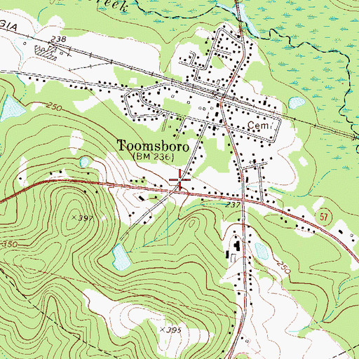 Topographic Map of City of Toomsboro, GA