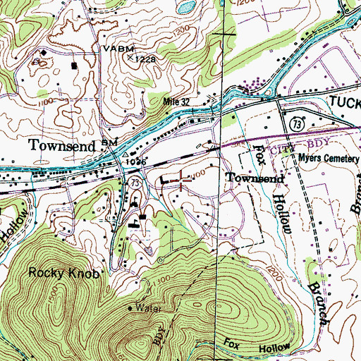 Topographic Map of City of Townsend, TN