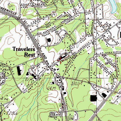 Topographic Map of City of Travelers Rest, SC