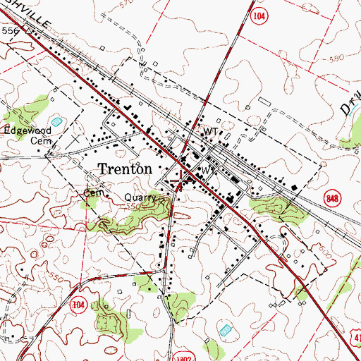 Topographic Map of City of Trenton, KY