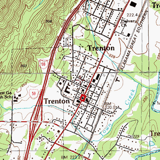 Topographic Map of City of Trenton, GA