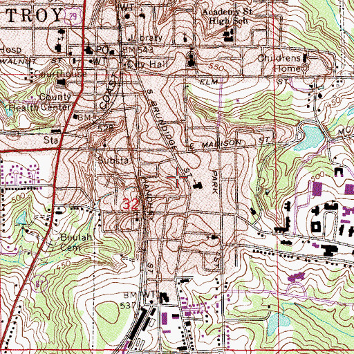 Topographic Map of City of Troy, AL