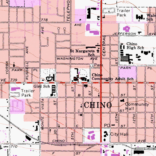 Topographic Map of Buena Vista Continuation High School, CA