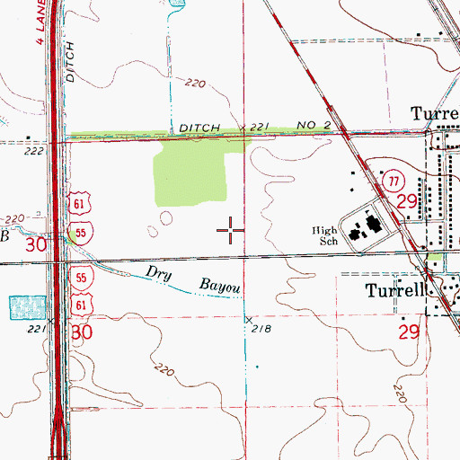 Topographic Map of City of Turrell, AR