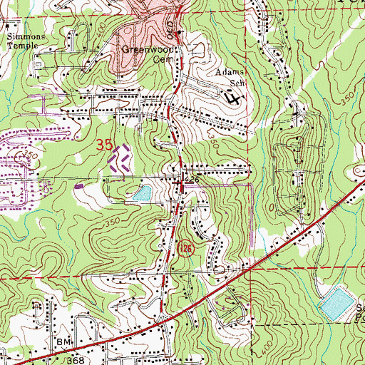 Topographic Map of City of Tuskegee, AL
