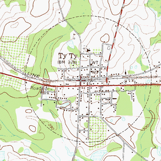 Topographic Map of City of Ty Ty, GA